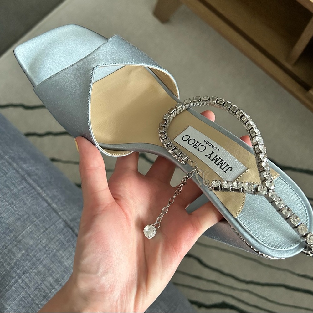 Jimmy Choo - Saeda Sandal Block Heel 85 (ice blue/crystal)